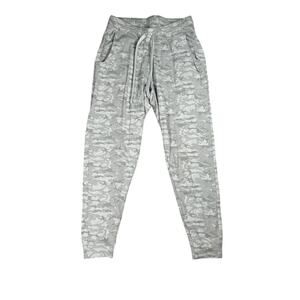 Tasc Womens Size Small Jogger Sweatpants Light Gray Camo Varsity Brushed
